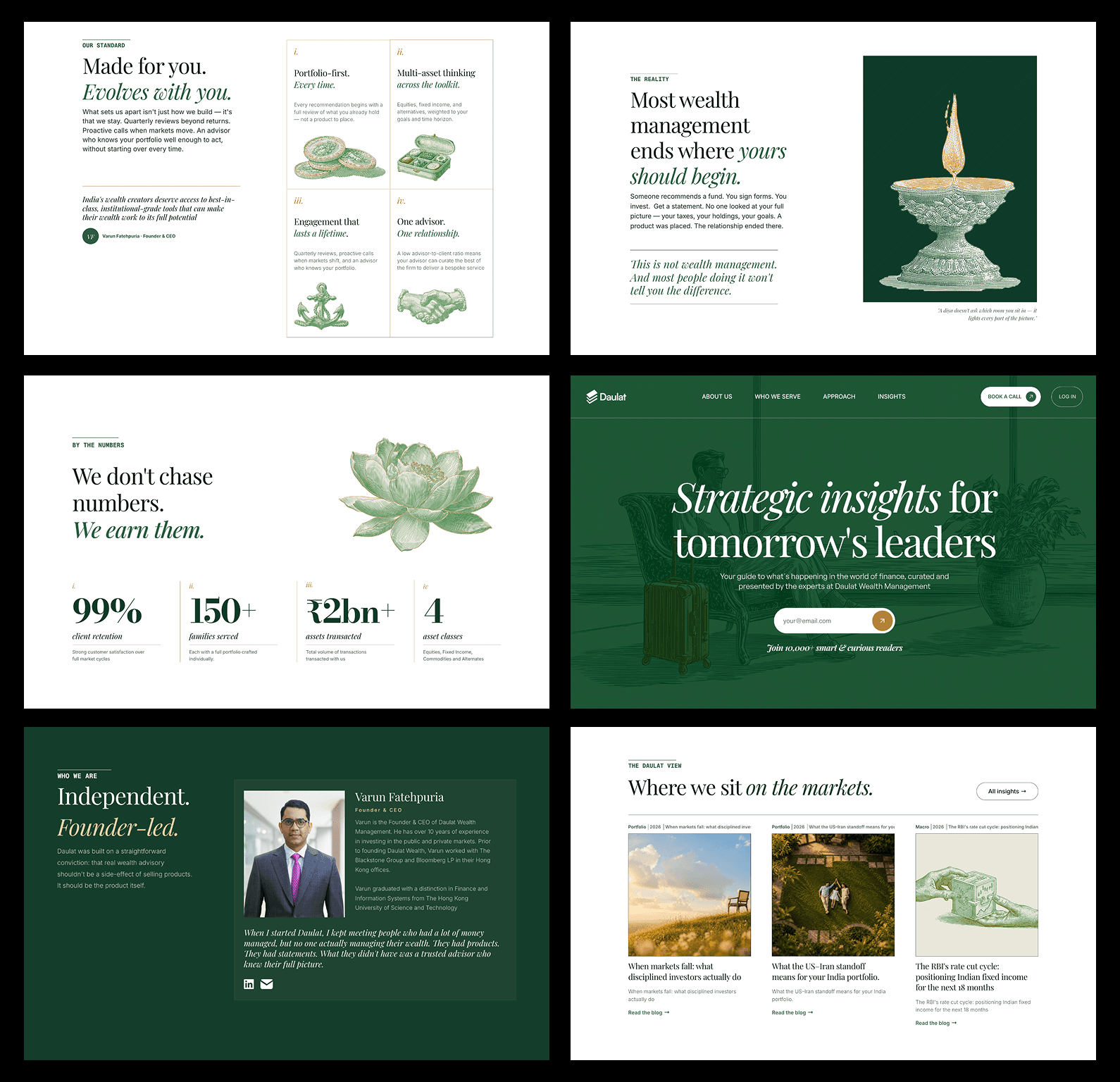 Bespoke engraved botanical and financial illustrations representing long-term resilience.