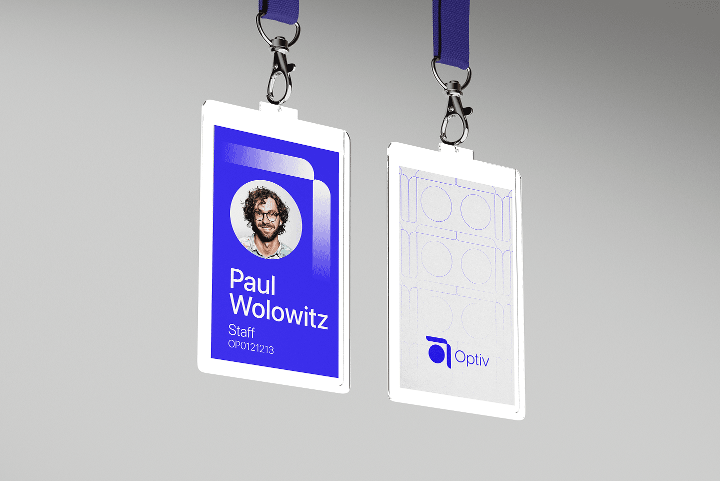 Corporate identification badges and biometric employee passes.