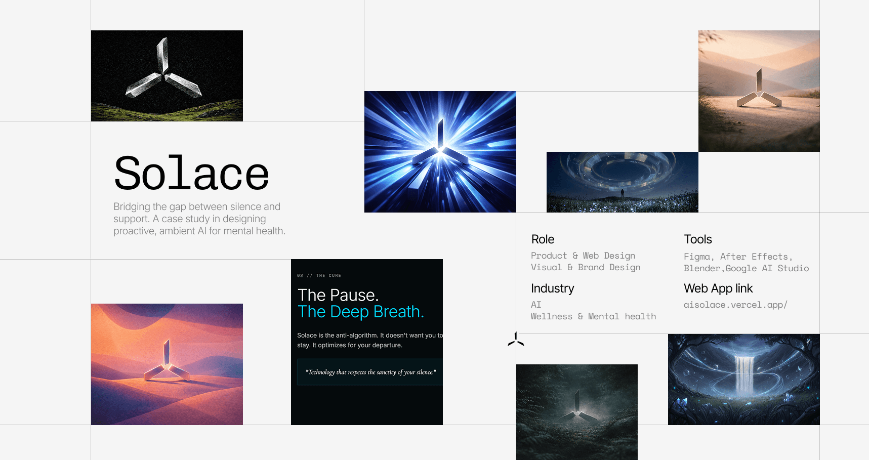 The core Solace AI visual identity system and organic corporate emblem.
