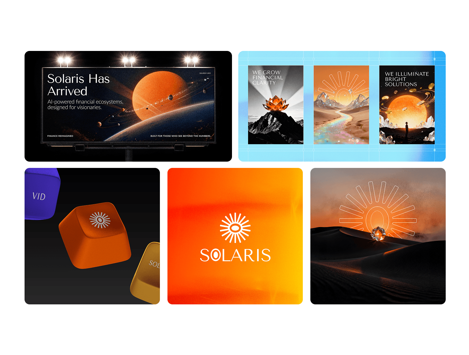 Solaris brand architecture, system tokens, and ecosystem bento grid layout.